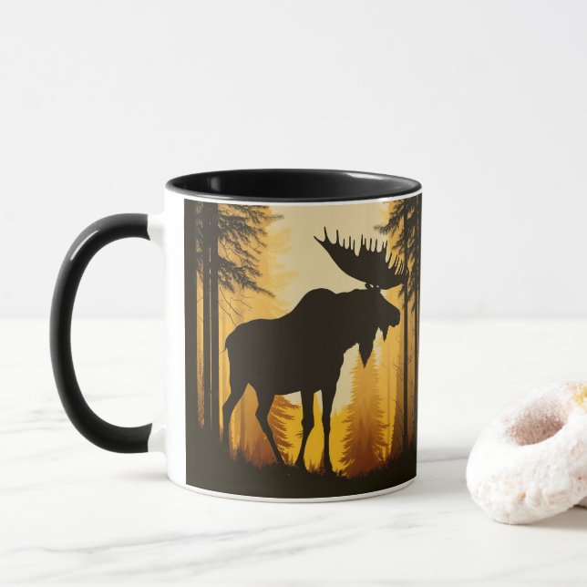 Wilderness Forest Bull Elch Rustikal Tasse (Mit Donut)