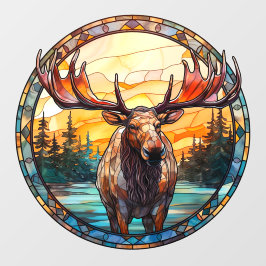 Wilderness Forest Moose Faux Stained Glass Fensteraufkleber
