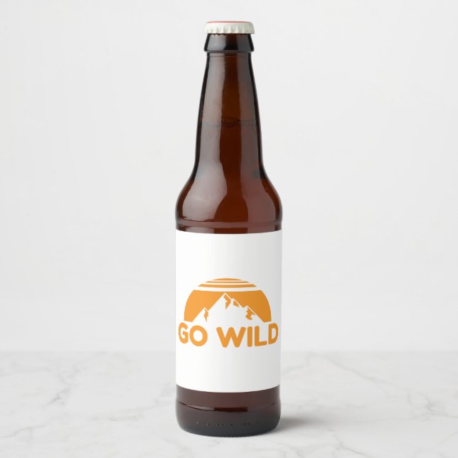 Wilderness Go Wild Mountain Naturgeschenk Idee Bierflaschenetikett (Vorderseite)