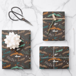 Wilderness Lachs Angelboot Wilderness See Geschenkpapier Set