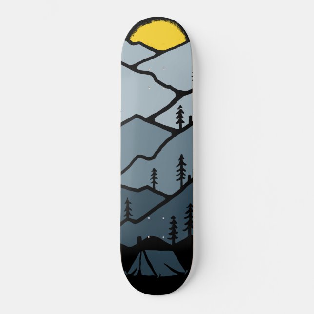 Wilderness Mountain Sunset Zelt Camping Skateboard (Vorderseite)