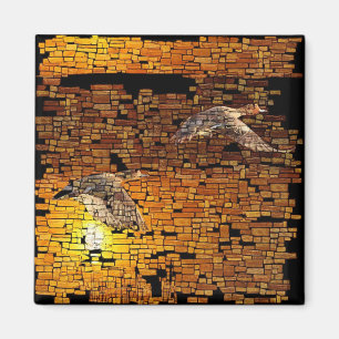 Wilderness Sunset Enten auf Stone Hintergrund Magnet