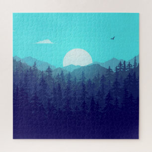 Wilderness-Wald Sonnenaufgang Vintage-Illustration