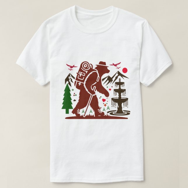 Wilderness Wanderbär Explorer Kunst drucken T-Shirt (Design vorne)