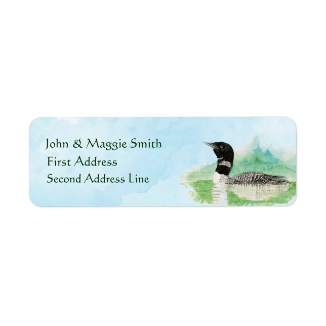 Wilderness Watercolor Bird Loon Address Label (Vorne)