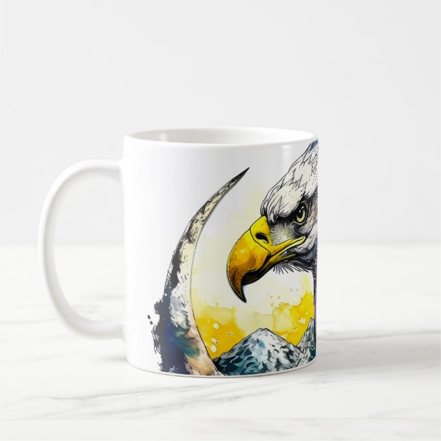 Wilderness Watercolor Forest Moon Eagle Kaffeetasse (Links)