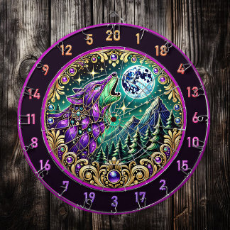 Wilderness Wolf Howling unter Vollmond Dartscheibe
