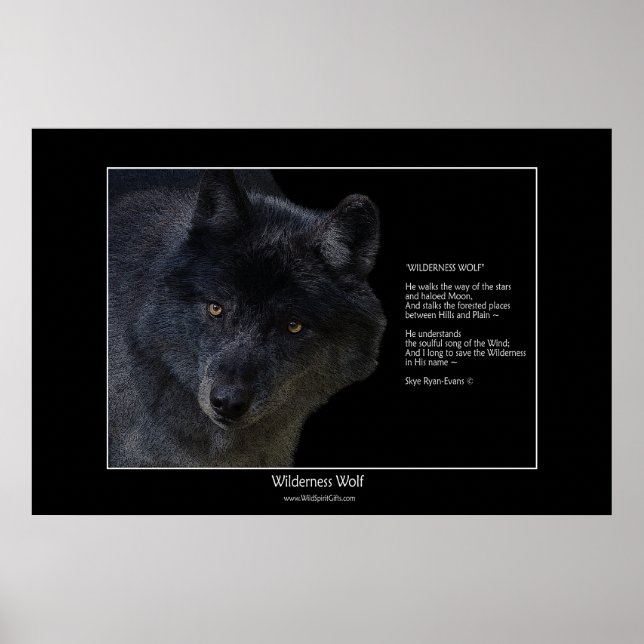 WILDERNESS WOLF Poster avec poème (Devant)