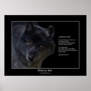 WILDERNESS WOLF Wildlife Supporter Poster avec poè