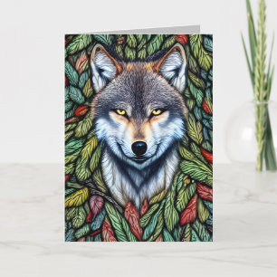 Wilderness Woodland Predator Wolf Dankeskarte