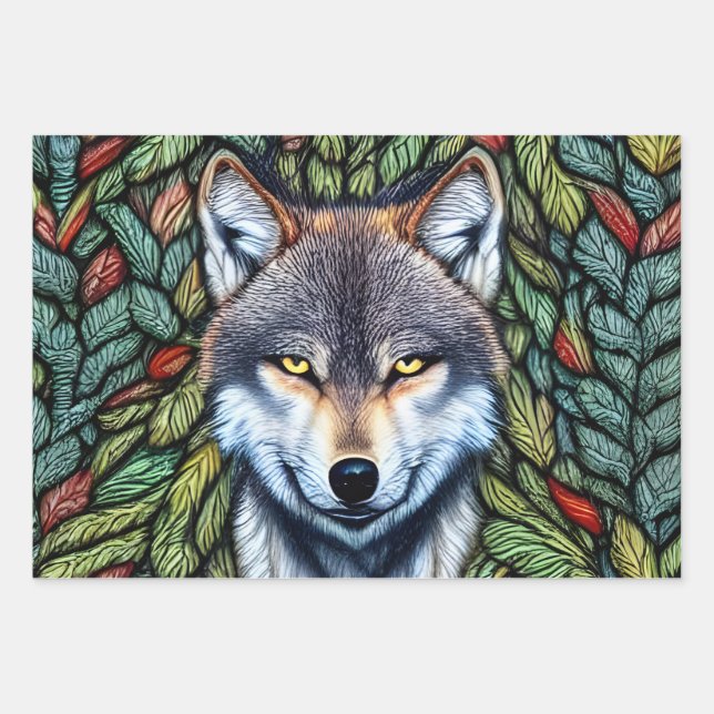 Wilderness Woodland Predator Wolf Geschenkpapier Set (Vorderseite)