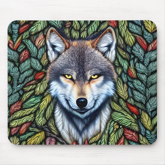 Wilderness Woodland Predator Wolf Mousepad (Vorne)