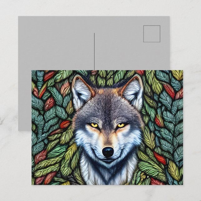 Wilderness Woodland Predator Wolf Postkarte (Vorne/Hinten)