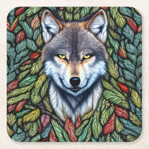Wilderness Woodland Predator Wolf Rechteckiger Pappuntersetzer