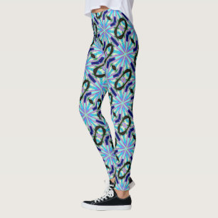 wildes 6-Punkte-blaues Sternmuster Leggings