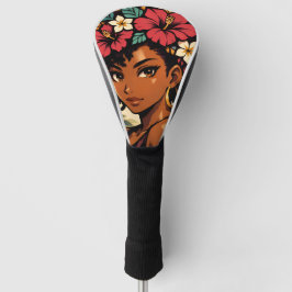 Wildes Anime-Porträt eines schwarzen Mädchens Golf Headcover