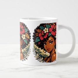 Wildes Anime-Porträt eines schwarzen Mädchens Jumbo-Tasse