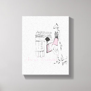 Wildes Apple   der Arc de Triomphe - Girly Skizze Leinwanddruck