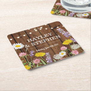 Wildes Blumen-Untersetzer-Holz beleuchtet Rechteckiger Pappuntersetzer