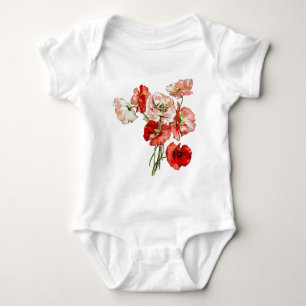 Wildes Blumenmonogramm der Mohnblume Baby Strampler