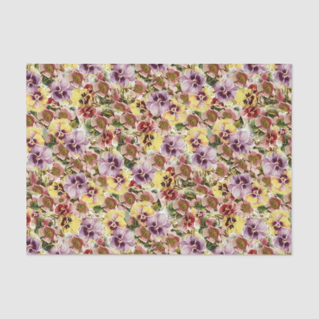 Wildes Blumenmuster des Sommer-Stiefmütterchens Seidenpapier (Vorderseite)