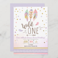 Wildes Boho Stammes- Mädchen-lila Goldfedern