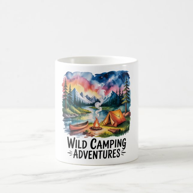 Wildes Camping Adventures Wasserfarben Design Kaffeetasse (Mittel)