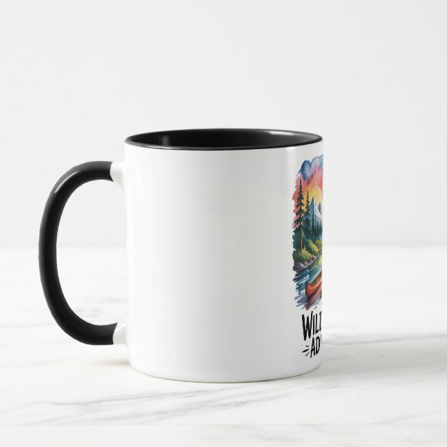 Wildes Camping Adventures Wasserfarben Design Tasse (Links)