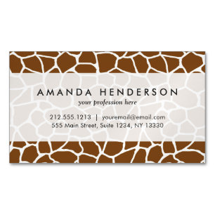 Wildes Giraffen-Muster-Tierdruck Magnetische Visitenkarte