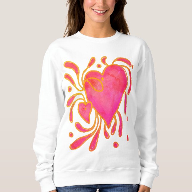 Wildes Herz Abstrakte Wearable Art Sweatshirt (Vorderseite)