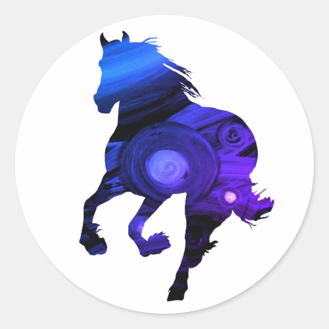 Wildes Herz, Blue Horse Sticker (Vorderseite)