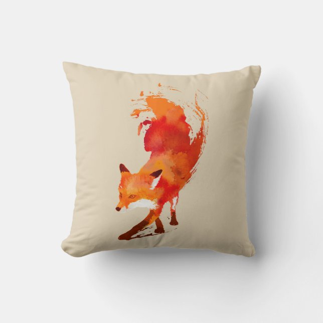 Wildes Herz-Wasser-Farbfox-Kissen Kissen (Vorderseite)