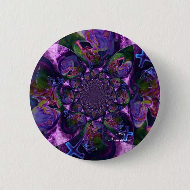 Wildes Kaleidoskop Saturn Button (Vorderseite)