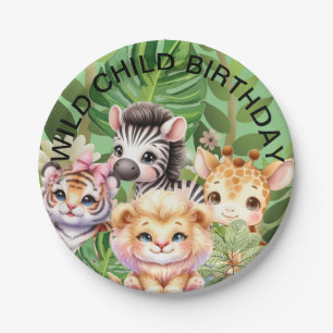Wildes Kind Dschungel Kawaii Tiere Pappteller