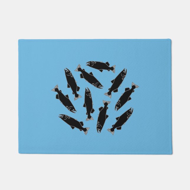 Wildes Lachsfisch-Muster Fußmatte (Vorderseite)