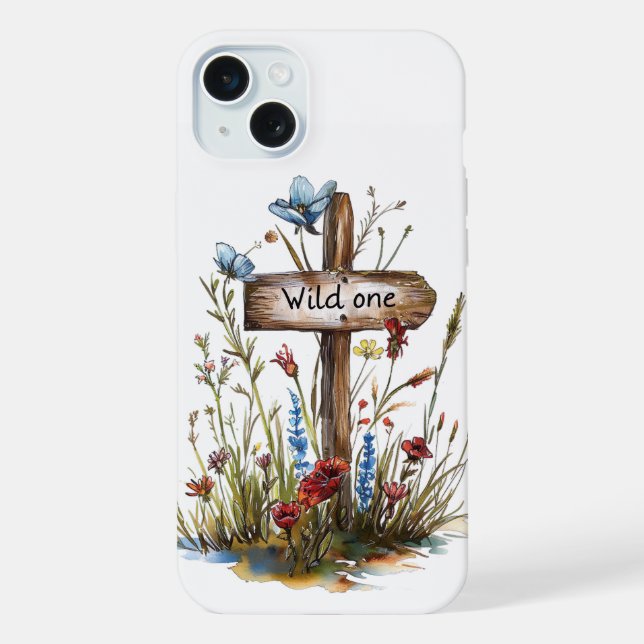 Wildes Mädchen Wildblume iPhone 15 Plus Hülle (Rückseite)