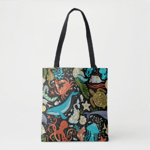 Wildes Meeresleben: farbenfroh Vintag. Tasche