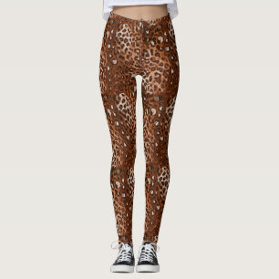 Wildes, modisches Braun, Weiß & Schwarz Leopard Leggings