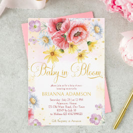 Wildes Mohnbaby in blühendem Baby-Duschtempel Einladung