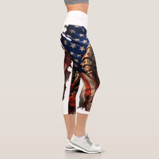 Wildes Monster zerreißt US-Flaggen-Kunst Capri Leggings