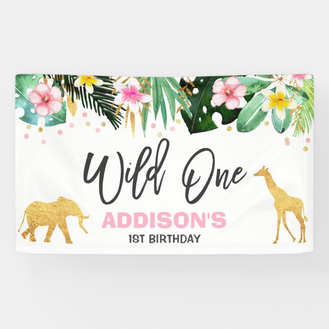 Wildes Party-Fahnen-Dschungel-Tier-Party Banner (Horizontal)