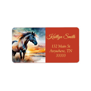 Wildes Pferd am Strand *personalize* Adressaufkleber