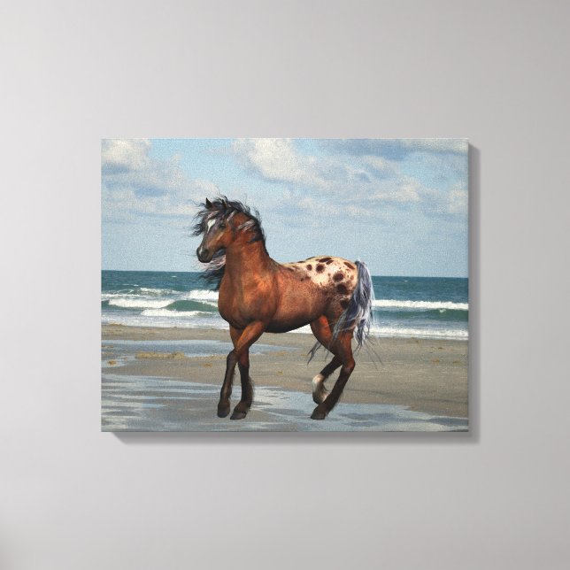 Wildes Pferd auf der Beach Leinwand drucken (Vorderseite)