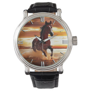 Wildes Pferd durch Surfen galoppieren Armbanduhr