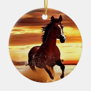Wildes Pferd durch Surfen galoppieren Keramik Ornament