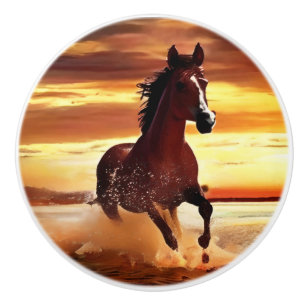Wildes Pferd durch Surfen galoppieren Keramikknauf
