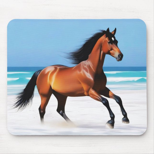 Wildes Pferd Galloping am Strand Mousepad (Vorne)