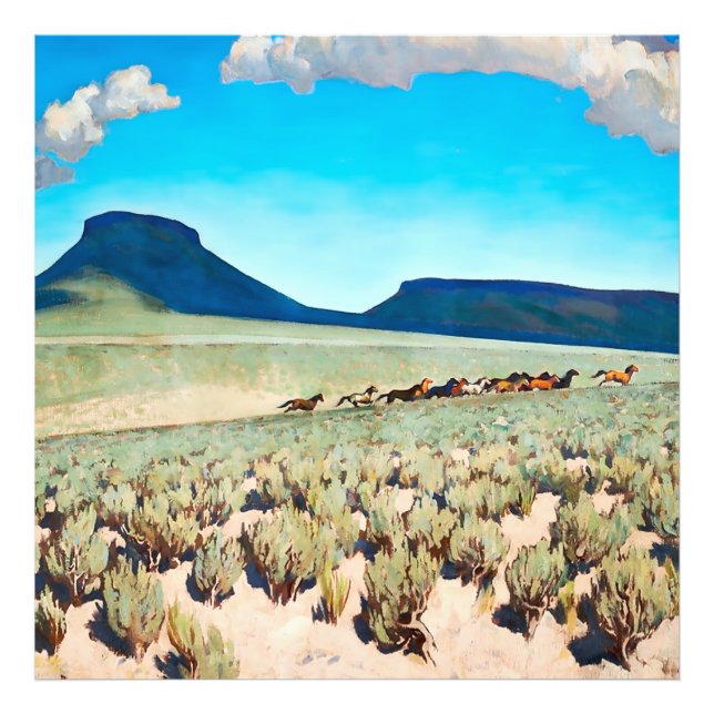 "Wildes Pferd Land" von Maynard Dixon Fotodruck (Vorne)