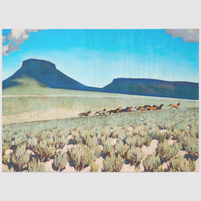 "Wildes Pferd Land" von Maynard Dixon Seidenpapier (Vorderseite)