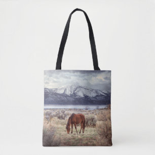 Wildes Pferd: Nevada Winterlandschaft. Tasche